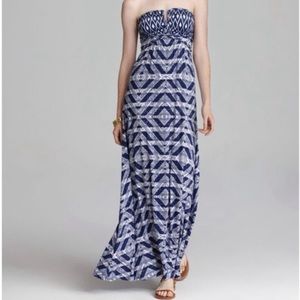 Guess strapless maxi dress blue